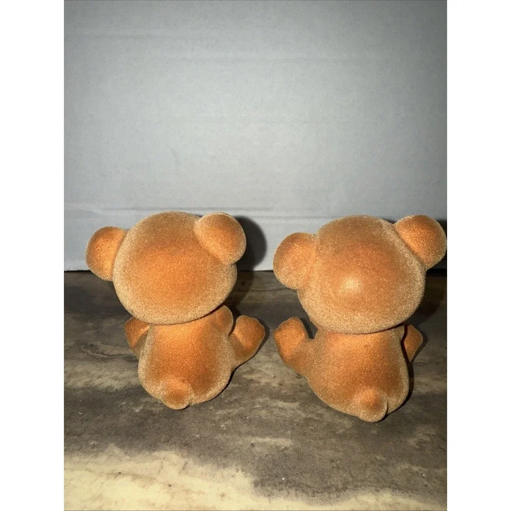 Lot Of 2 Trippies Inc Flocked Teddy Bear‎ With Bows , Home Decor , Crafts , 1989